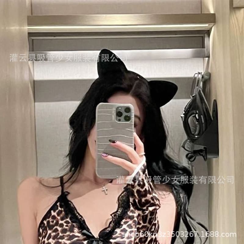 Straw Girl Leopard Lace Sexy Hollow Bodycon Dress Hot Pure Desire Lingerie Tempting Nightgown 1740
