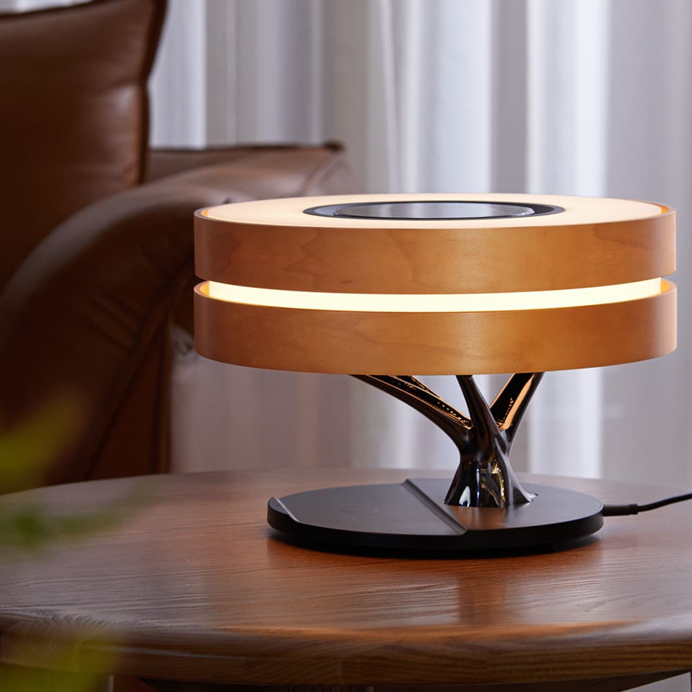 Lin Xi DAWN Bedroom Bluetooth Speaker Box LED Solid Wood Multifunctional Smart Bedside Table Lamp Atmosphere Wireless Charging