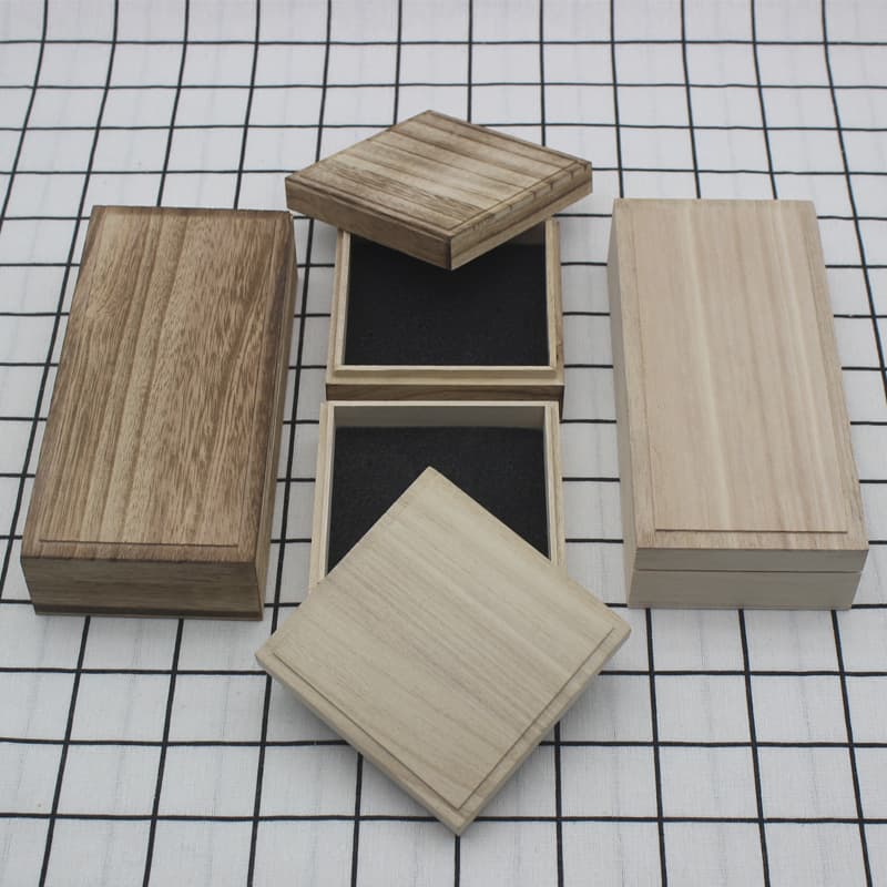 Wooden Box Rectangular Solid Wood Storage Box Jewelry Bracelet Packaging Box Vintage Color Buddha Bead Box Square Small Wood Box