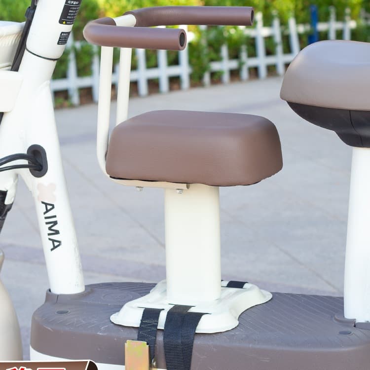 Electric vehicle child seat with front-mounted battery, motorcycle child seat, Niu brand thickened child seat.