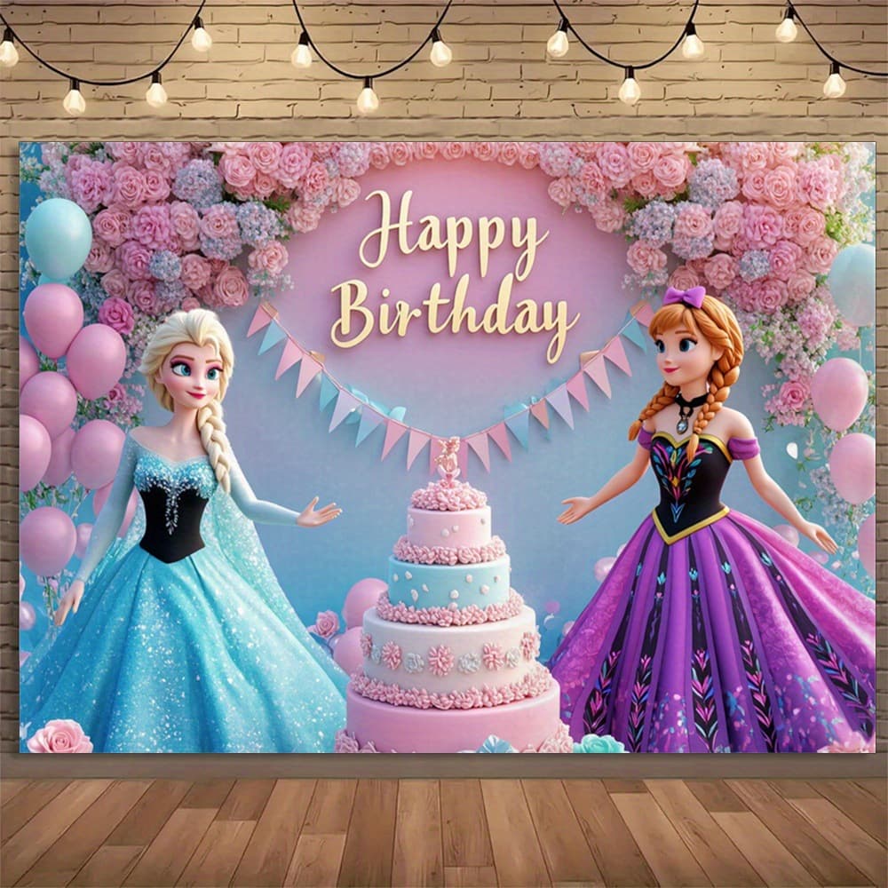 Cross-border new Frozen birthday background cloth indoor and outdoor ice and snow party decoration and layout supplies manufacturer wholesale