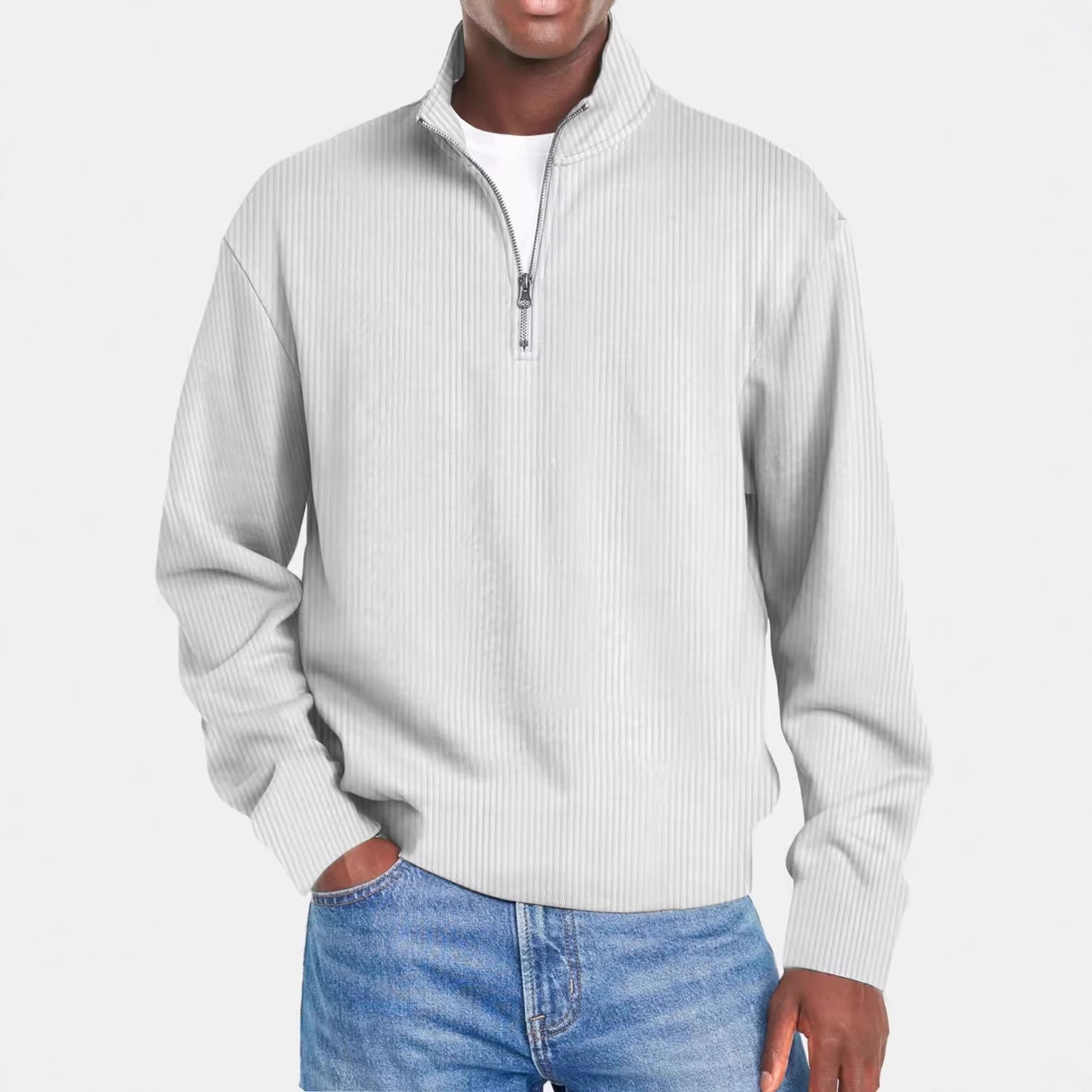 European and American Cross-Border Men's New Style Zipper Knit Sweater, High-End Stand Collar Long Sleeve Polo Shirt, Direct from Source Factory