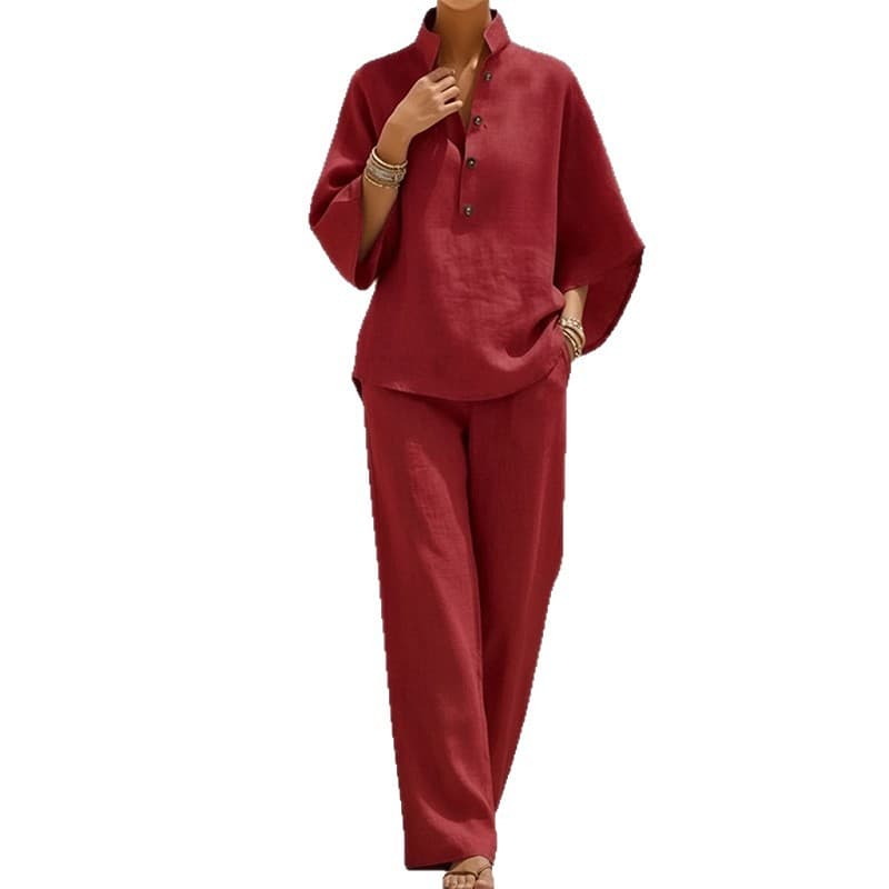 2026 Women's Spring New Arrival Amazon Cross-border Europe and America Fashion Casual Solid Color Loose Top and Pants Set