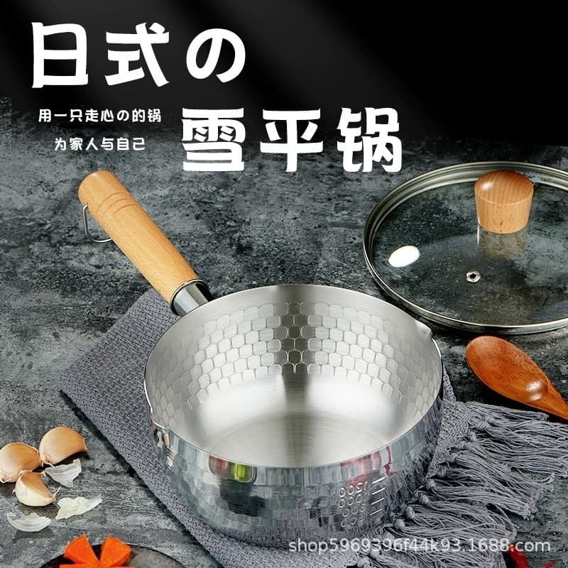 Stainless steel uncoated snow pan thickened stainless steel milk pot Japanese food supplement instant noodles cooking noodle pot small soup pot