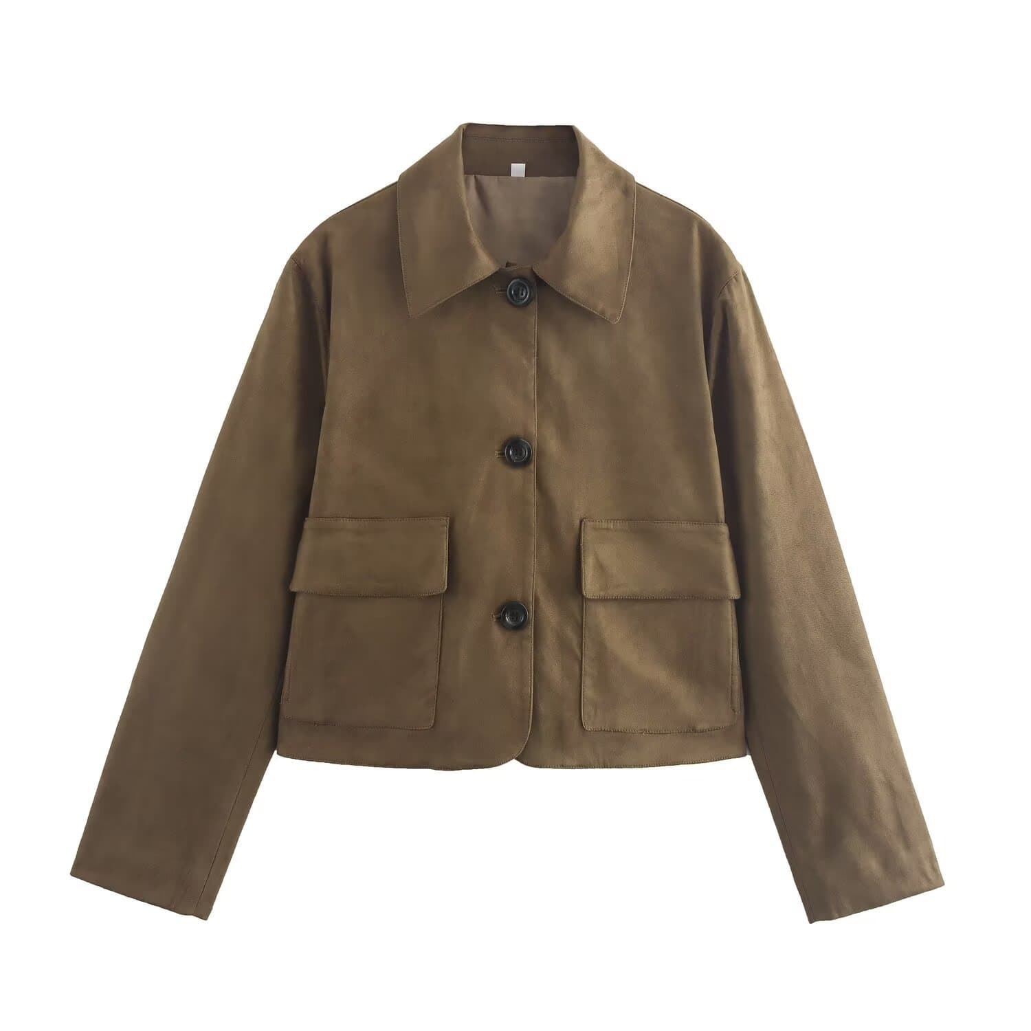 Retro Brown Leather Jacket Women's Suit Outerwear Casual Faux Leather Velvet Surface Polyester Fiber Long Sleeve Regular Fit