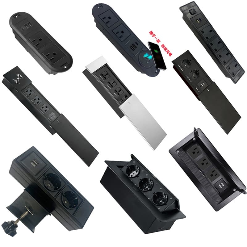 Special Export Embedded Desktop Socket Push-open Aluminum Alloy Side Sliding Cover Socket Module Replaceable Hidden Power Strip