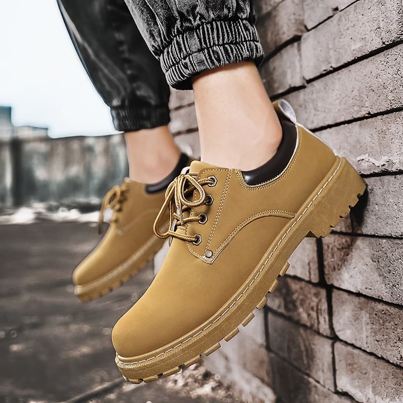 Autumn Versatile Men's Boots Thick Bottom Work Boots Height Increasing Casual Shoes Trendy Shoes Labor Protection For Men