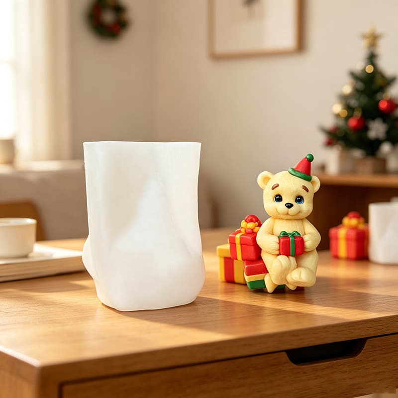 Hug gift box bear scented candle silicone mold DIY plaster drip ornaments baking cake mold