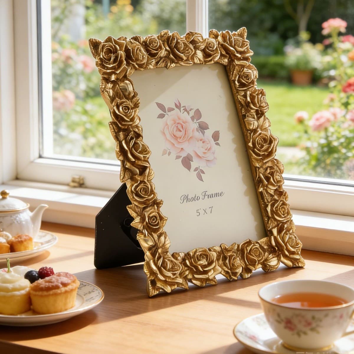 Cross-Border Bestseller European-Style Luxury Gold Resin Photo Frame Tabletop Round Square Home Craft Desktop Ornament
