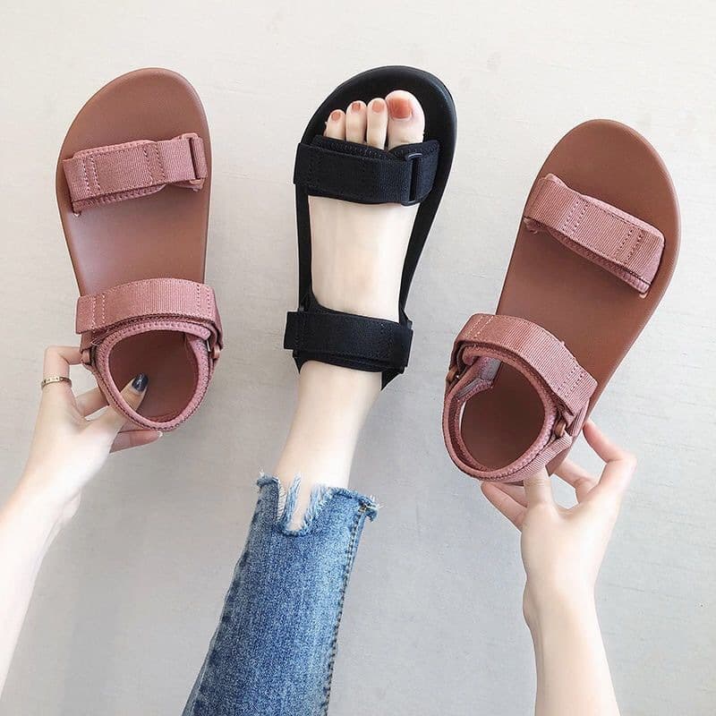 Factory Wholesale Sandals for Women Korean Style Student Flat Fairy Beach Shoes Simple Summer New Outer Wear Large Size Ready Stock