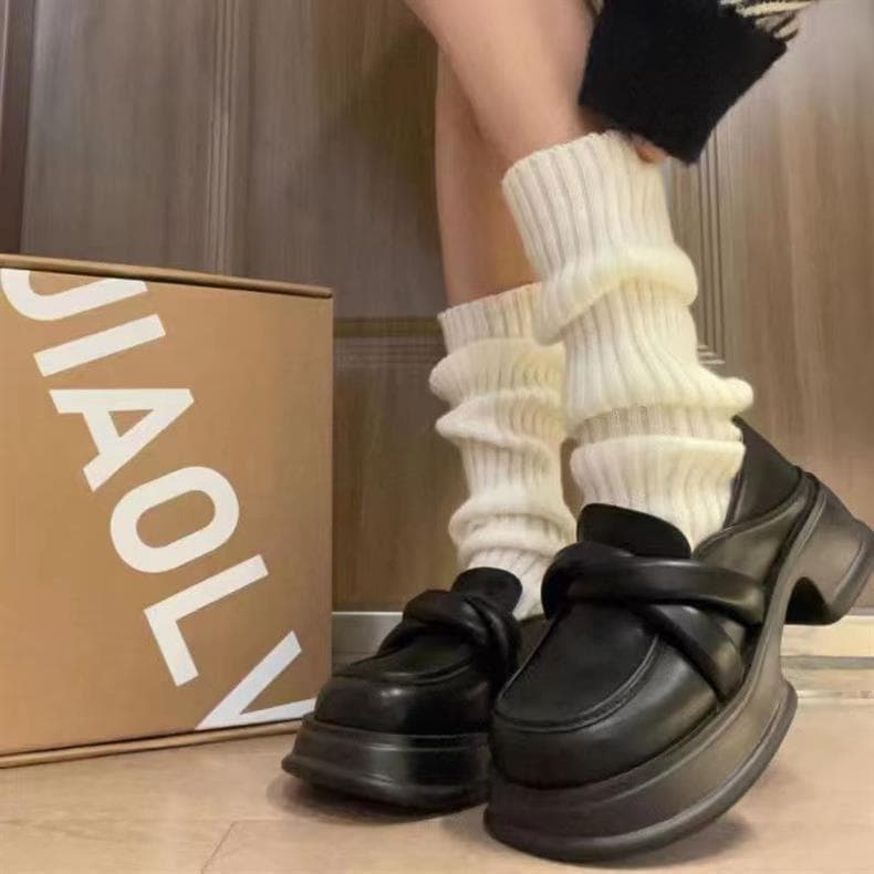 So Cool! JK Knitted Leg Warmers Harajuku Style Y2K Sweet Japanese School Style Spring/Autumn Mid-Calf Stacked Socks Women