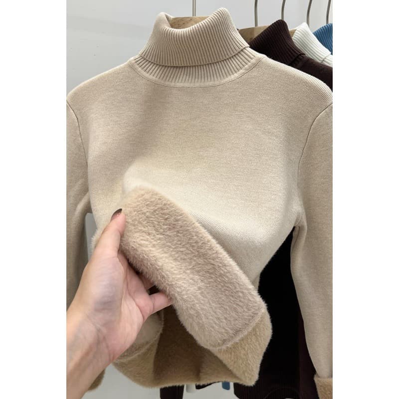 Fleece Lined Thickened One-Piece Velvet Women's Warm High Collar Base Shirt Autumn Winter Fashionable Inner Wear Cotton Slim Fit