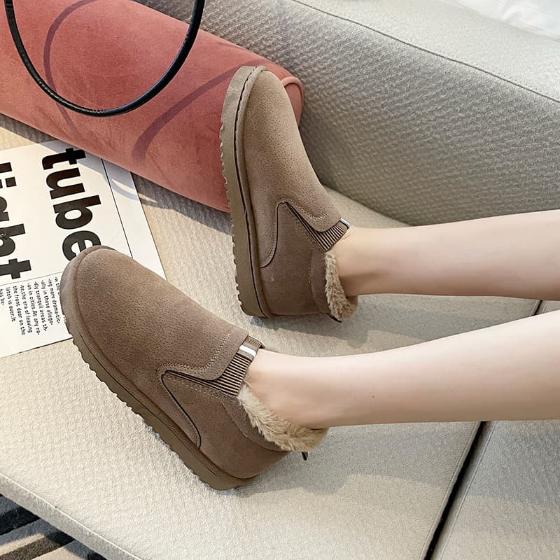 Northeast Snow Boots Short Boots 2024 Winter New Style Fur-Lined Thickened Leather Flat Waterproof Anti-Slip Cotton Boots Short Boots