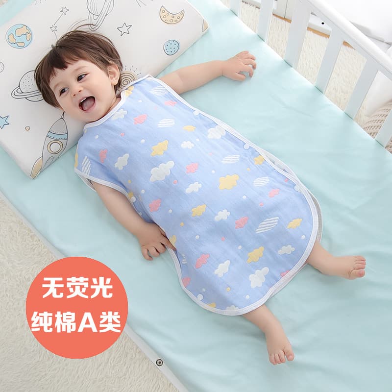 Sleeping Bag Pure Cotton Six-layer Gauze Children's Infant Anti-kick Vest-style Spring, Autumn, and Summer Thin Air-conditioned Room Anti-cold