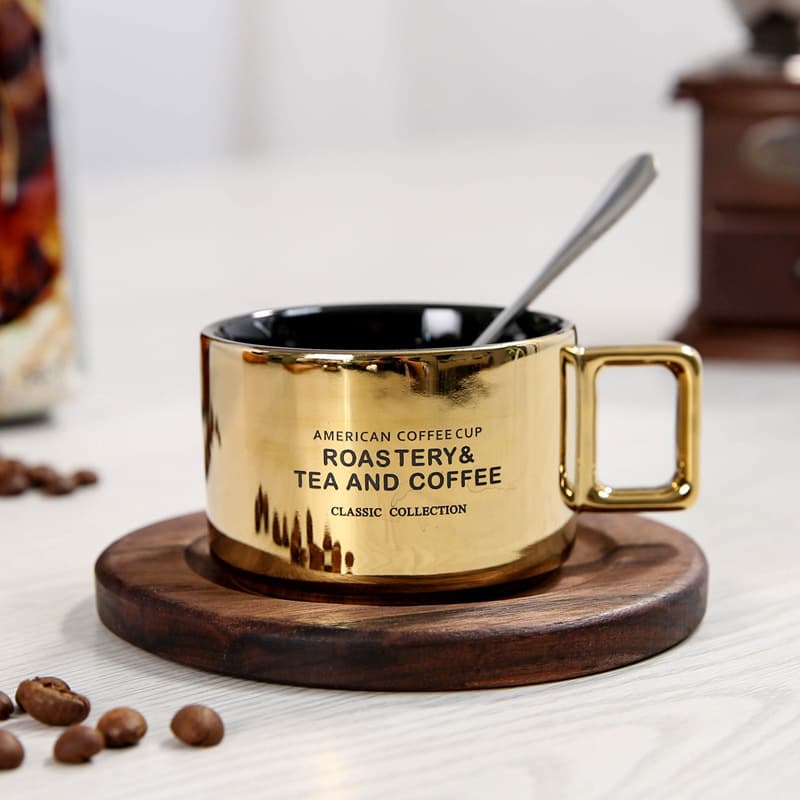 Italian Afternoon Tea Cup European American Small Coffee Cup with Saucer and Spoon Set Exquisite Espresso Ceramic Cup Custom
