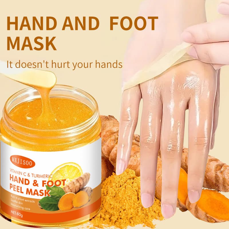 Cross-border Turmeric Vitamin C Peel-off Hand and Foot Mask for Deep Cleansing, Dead Skin Removal, and Exfoliating Gel Foot Mask, All in English