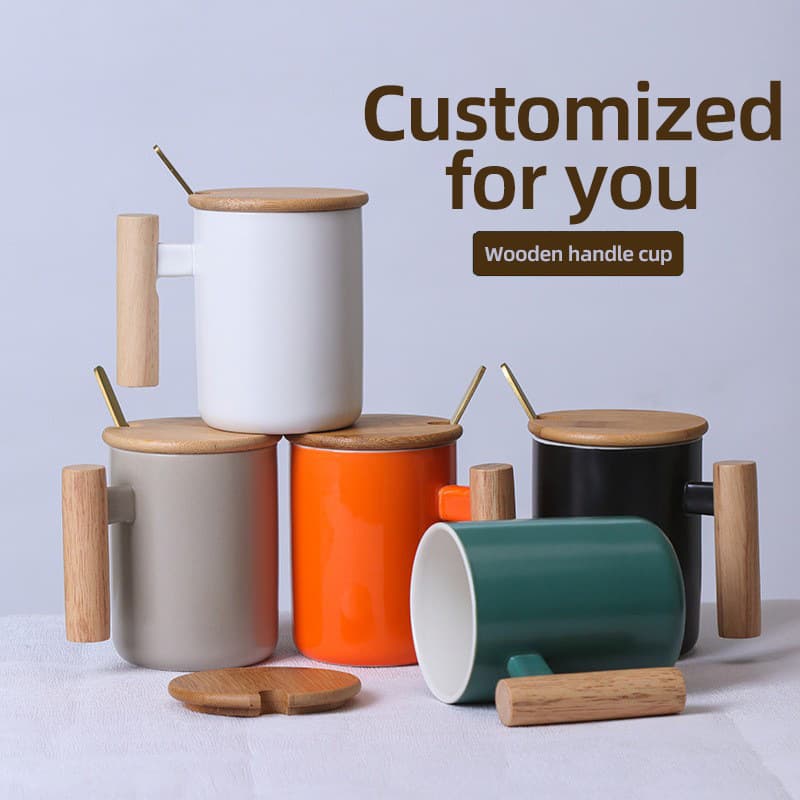 Nordic Ins-Style Creative Wooden-Handled Ceramic Mug