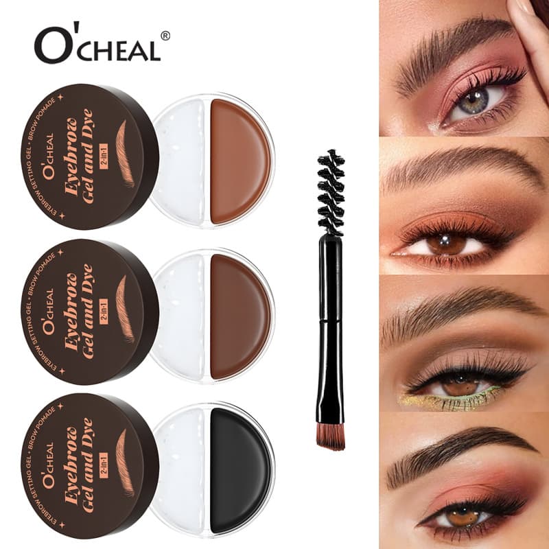 OCHEAL cross-border 2-in-1 styling eyebrow gel eyebrow cream two-color three-dimensional natural smooth transparent wild eyebrow gel does not smudge