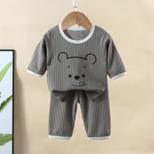 Seven-tenths Sleeve Homewear Set for Boys Summer Air Conditioning Suit Girls Casual Thin Pajamas Children Ice Silk Pajamas