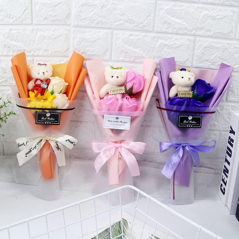 Cross-border Mother's Day Qixi Festival Graduation Season Gift Sunflowers for Girlfriend Carnations Soap Flower Small Bouquet