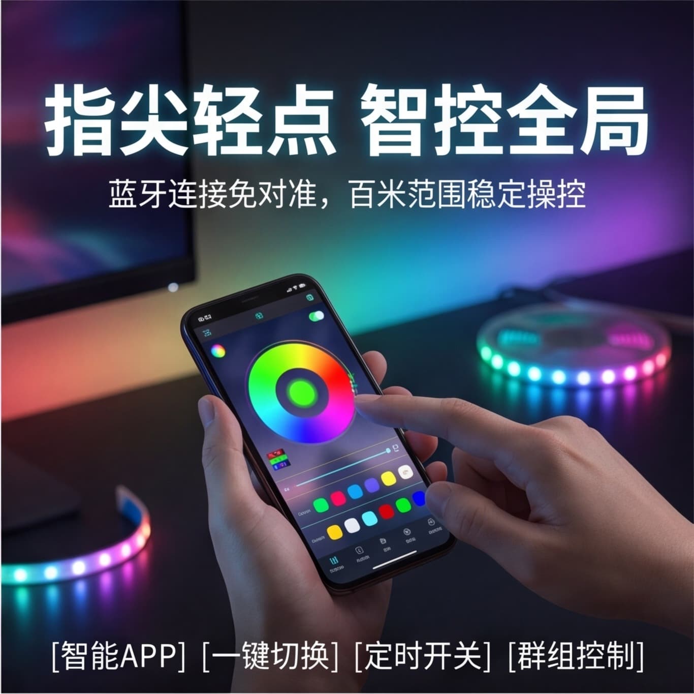 led5V5050RGB light strip set colorful dimming USB Bluetooth smart background wall computer desk decoration atmosphere