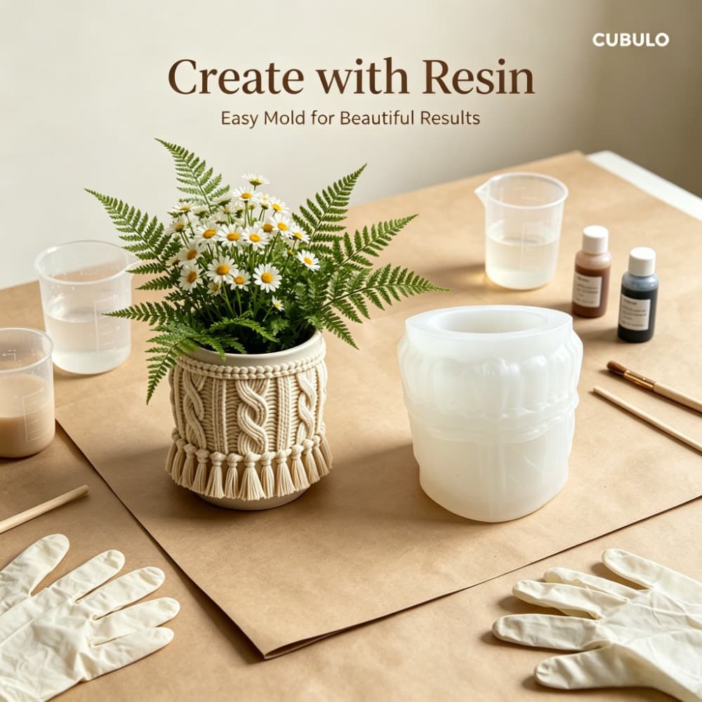Retro braided tassel flower pot silicone mold epoxy plaster aromatherapy storage DIY desktop handmade mold