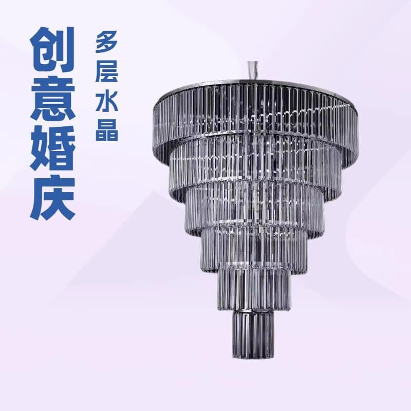 New wedding chandelier acrylic multi-layer crystal ice strip chandelier hotel ceiling pendant layout creative props