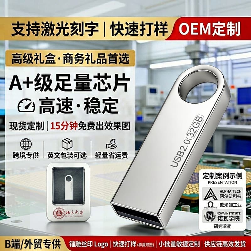 Custom USB Flash Drive with Logo Manufacturer Wholesale 64G Metal USB 3.0 High-Speed 128G Car and Phone Dual-Use Gift