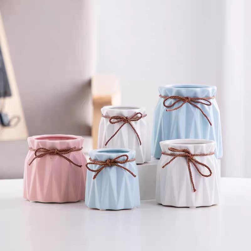 Factory Wholesale Creative Hemp Rope Plastic Vase Artificial Flower Decorative Flower Pot Candle Holder Ornament Container Cross-Border Wholesale