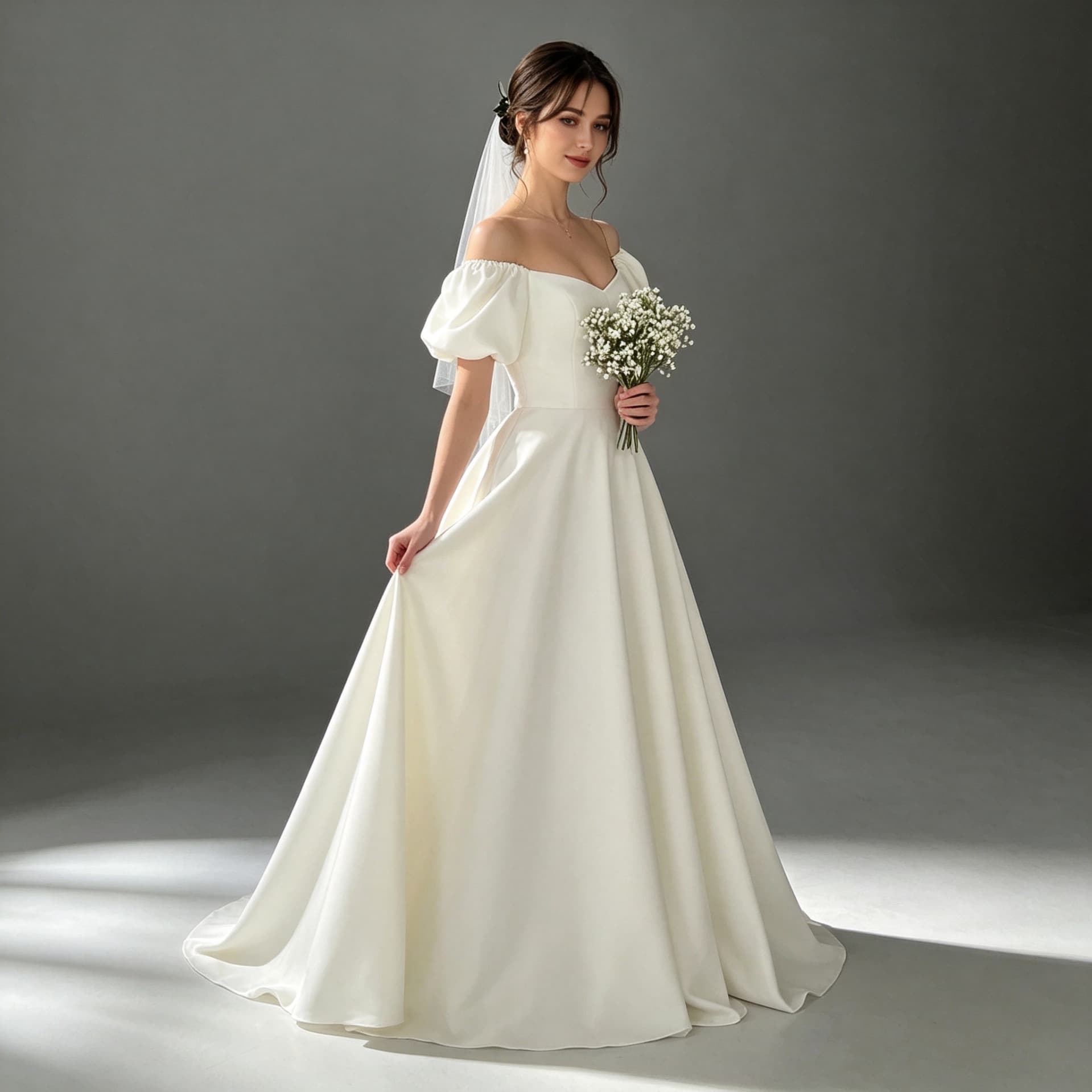 French-style Light Wedding Dress One-Shoulder Simple Minimalist High-End Bride Outdoor Ceremony Elegant Evening Gown White
