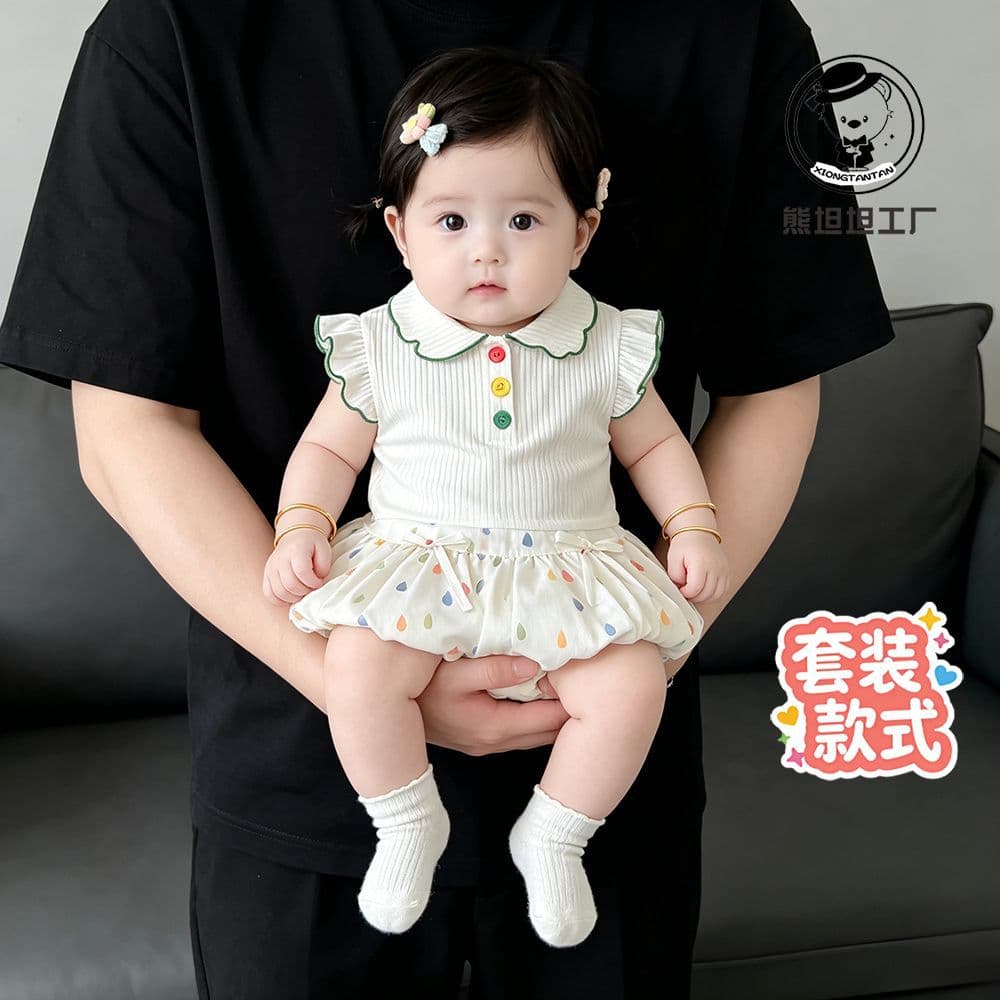 Small month old baby girl summer thin sweet princess split small suit 2026 new infant summer clothes