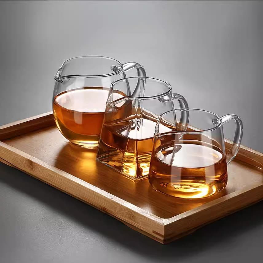 Manufacturer Supply Glass Tea Fairness Cup Square Teapot Home Use Brewing Cup with Stainless Steel Filter, Kung Fu Tea Ware