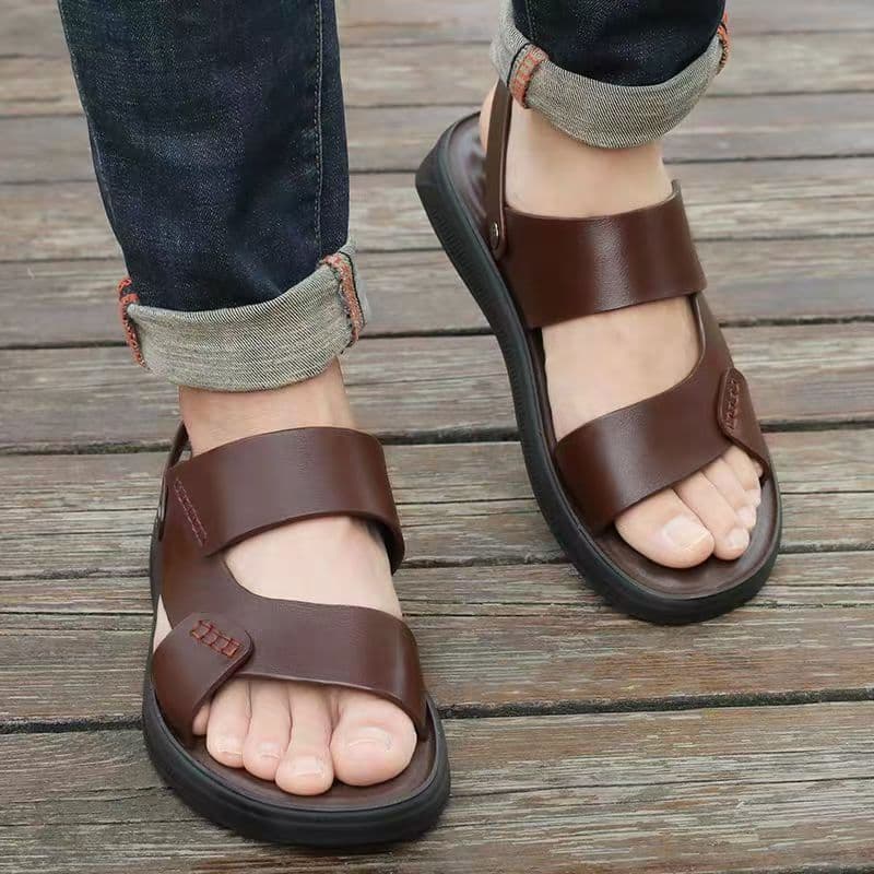 Drop Shipping Men's Sandals Non-Slip Summer Casual Middle-Aged Dad Beach Sandals Outdoor Vietnam Rubber Sandals
