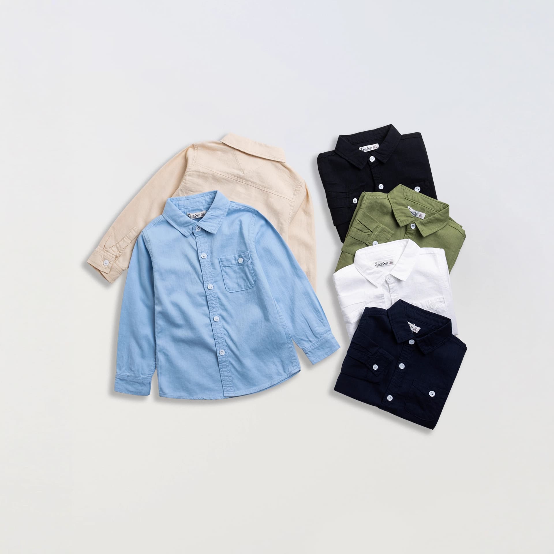 Pure Cotton Boys' Shirt for Formal Occasions, Holidays, Casual Daily Wear, Solid Color, Soft and Comfortable, Long-Sleeved for Spring and Fall