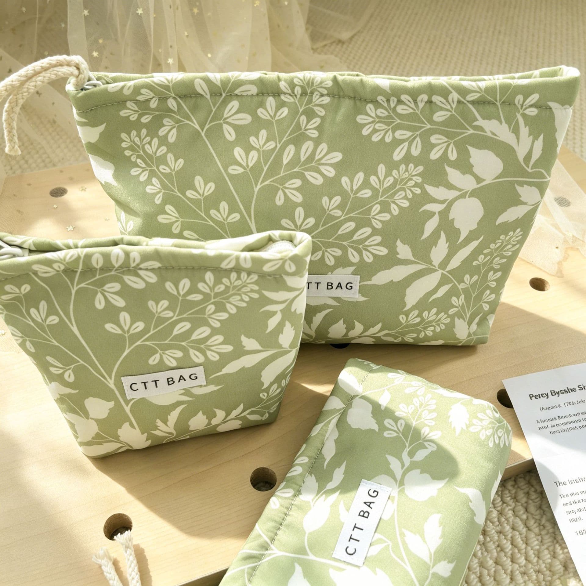 Printed Cosmetic Bag for Girls, Portable Clutch Bag, Toiletry Storage Bag Set, Portable Small Miscellaneous Bag