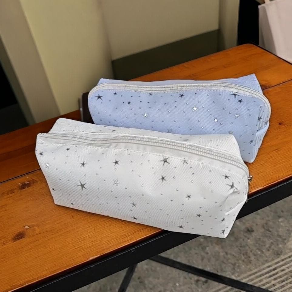 Xiaohongshu white star pencil bag ins high-value large-capacity pencil case junior high school student stationery storage bag