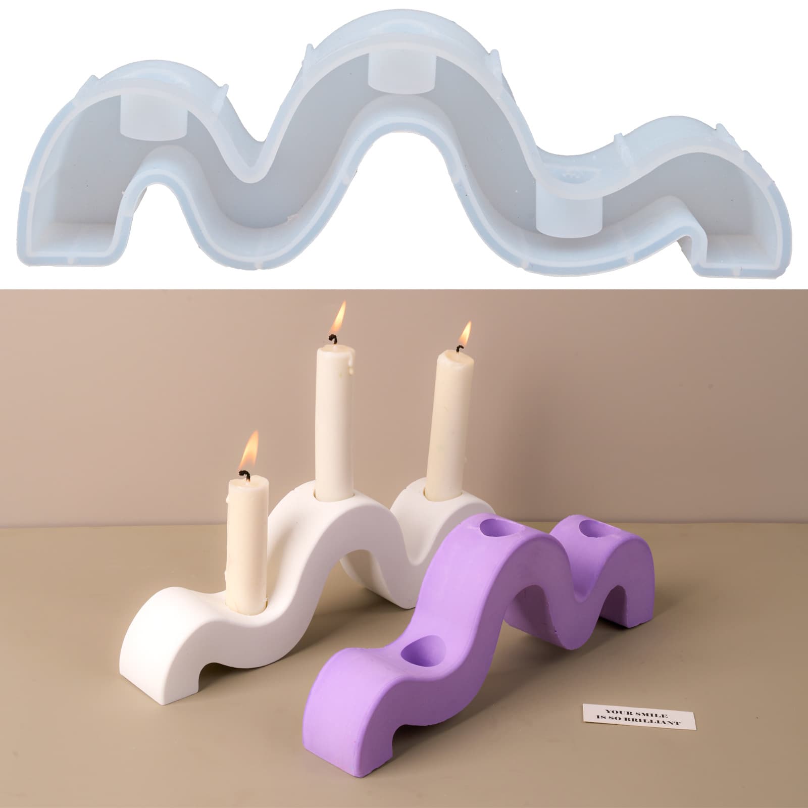 DIY 3-Hole Candle Holder Silicone Mold Candle Base Plaster Epoxy Resin Making Irregular Epoxy Base