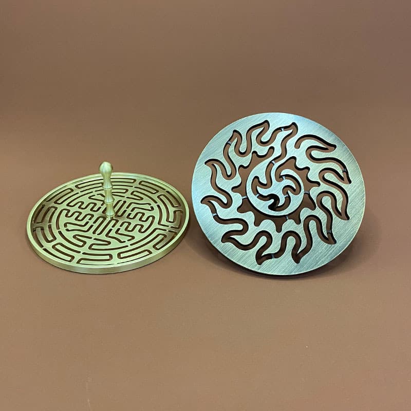 12cm Lotus Seal Mold Incense Seal Tool Set with Incense Ash Imprint and Brass Lotus Pattern