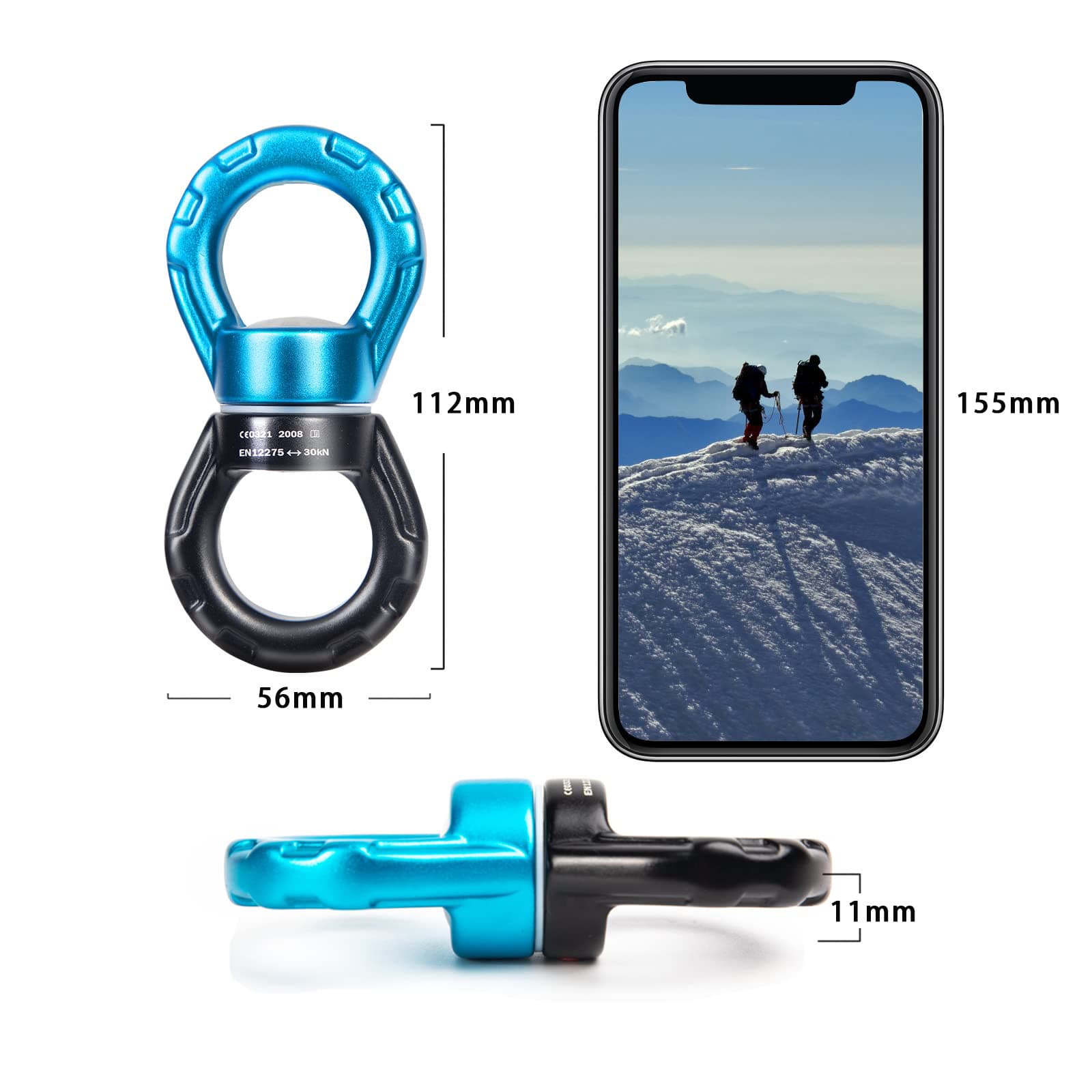 Outdoor Aviation Aluminum Buckle Universal Swivel Ring Aerial Yoga Swivel Connector Ring Swing Hammock Rotation 30KN