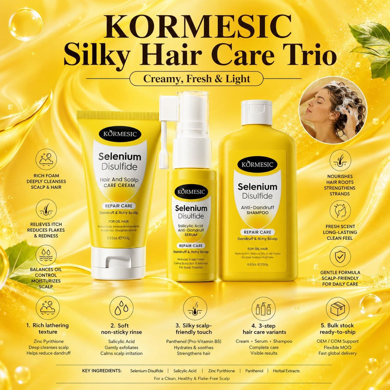 Cross-border KORMESIC Selenium Disulfide Hair & Scalp Care Series Scalp Scrub for Foreign Trade Factory Wholesale