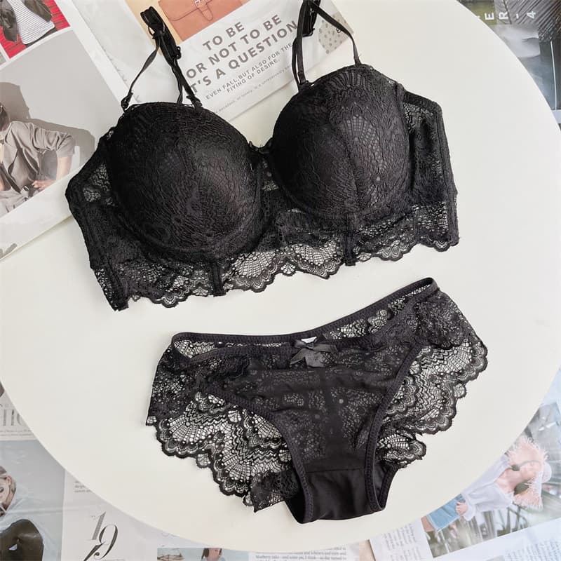 100kg Plus Size Full Figure Push-Up Lace Lingerie Side Support Adjustable Pure Desire Bra Set