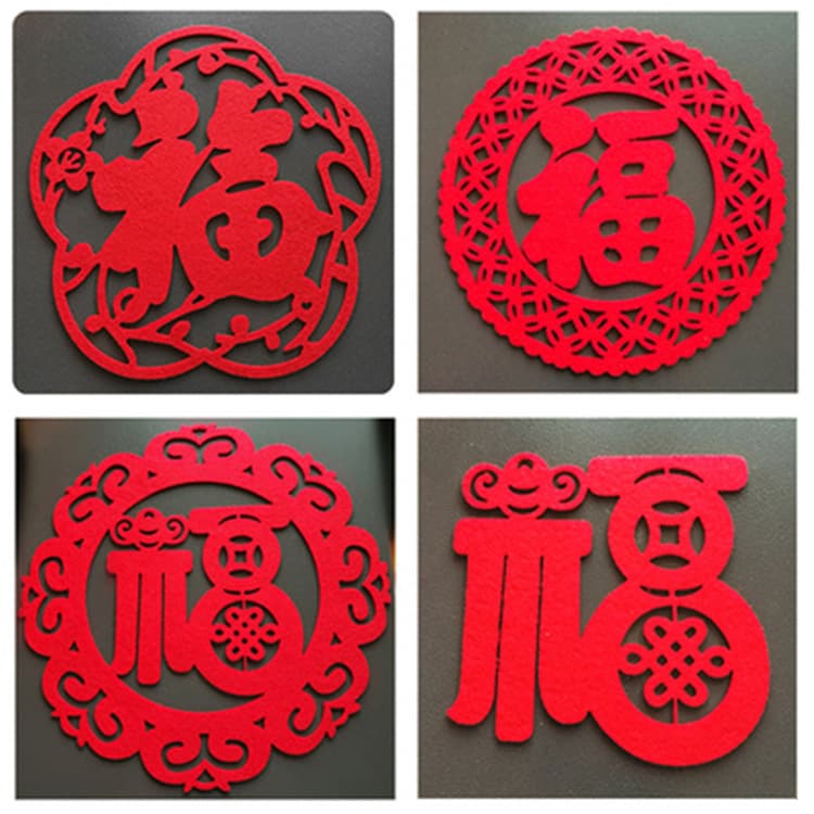 New felt blessing New Year wall stickers housewarming door stickers decorative large background wall non-woven glass decorative window grilles