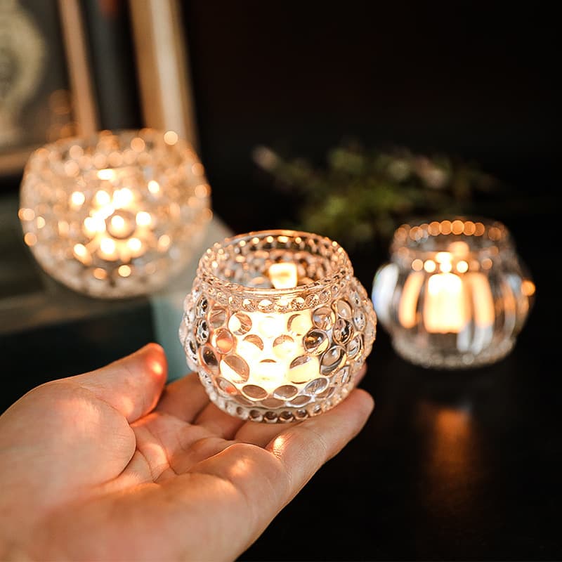 European thickened glass candle holder, fashionable candle cup, wedding candlelight dinner candle holder, home decoration candle holder ornaments