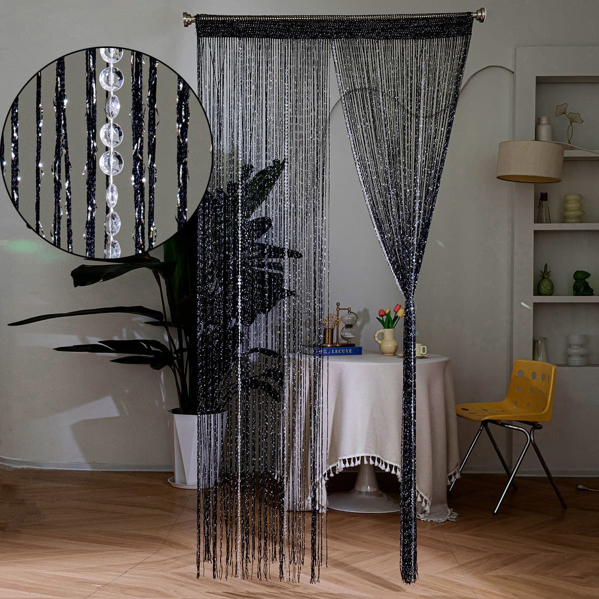 Factory Direct New Single Color Silver Thread String Curtain with Flying Butterfly Bead Curtain Decorative Partition Curtain Wedding String Curtain Hanging Curtain
