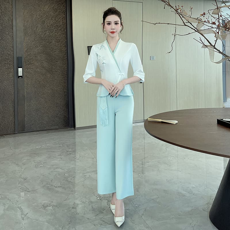 Beautician Workwear Foot Spa Foot Care Technician Work Clothes Chinese Style Modified Clothing Elegant High-End -1508