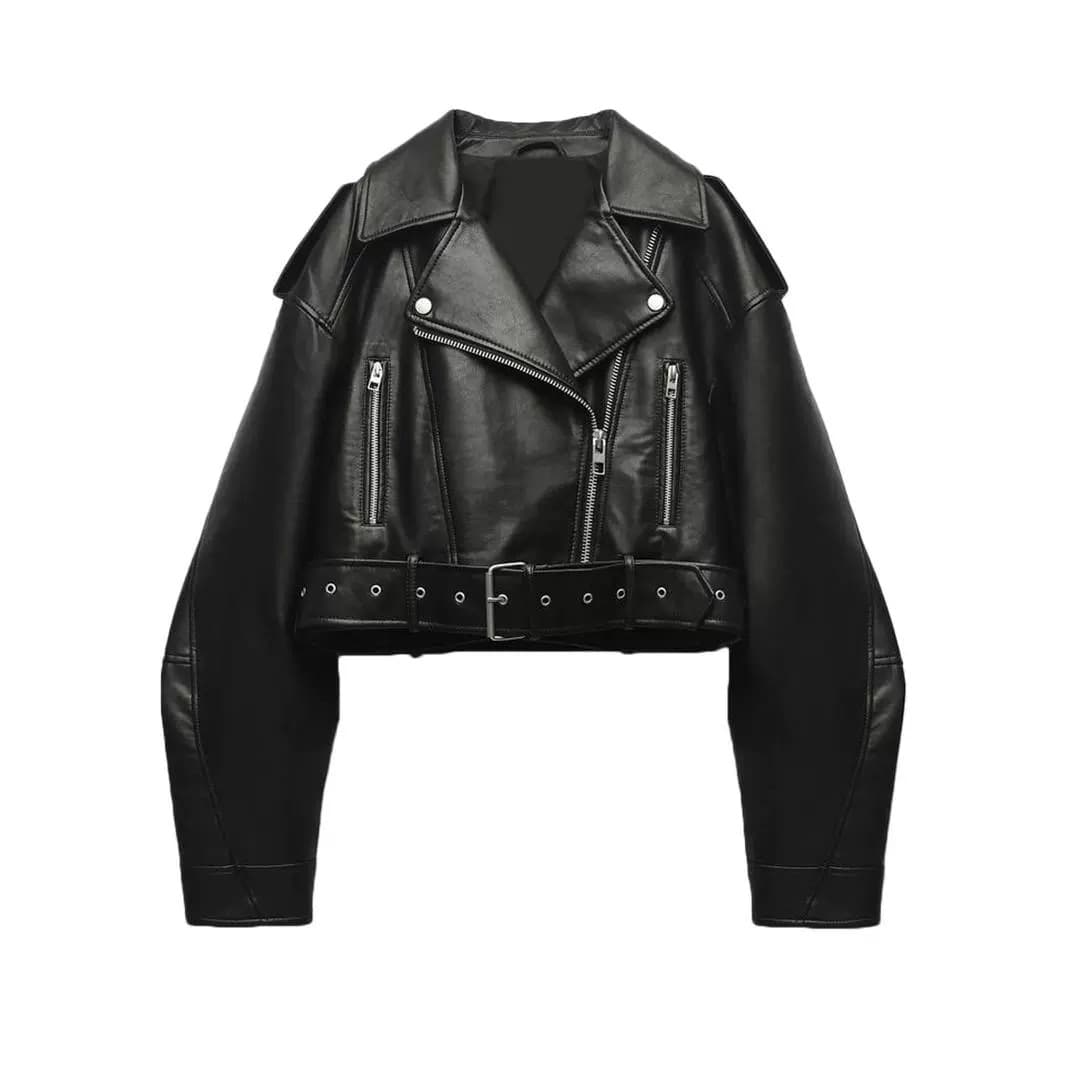2025 autumn and spring new products European and American cross-border Amazon hot style washed imitation leather jacket motorcycle style PU AliExpress TE