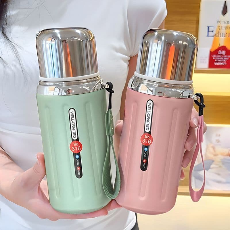 Stainless Steel Thermos High Aesthetics Unisex Water Bottle Large Capacity Tea Infuser Convenient Outdoor Roman Column