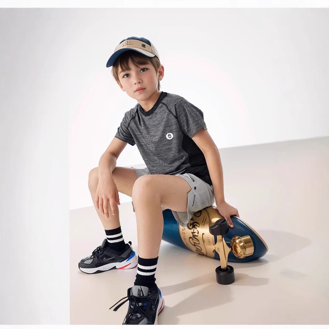 Cooling Quick-Dry Sweat-Absorbing T-Shirt Summer New Style for Older Children Comfortable Stretch Youth Short Sleeve Boys Sports Short Sleeve