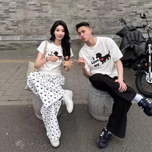 Summer Pure Cotton Short-Sleeve T-Shirt Couple Style Lazy Fit Unique Design Men and Women Top Student Streetwear Class Uniform