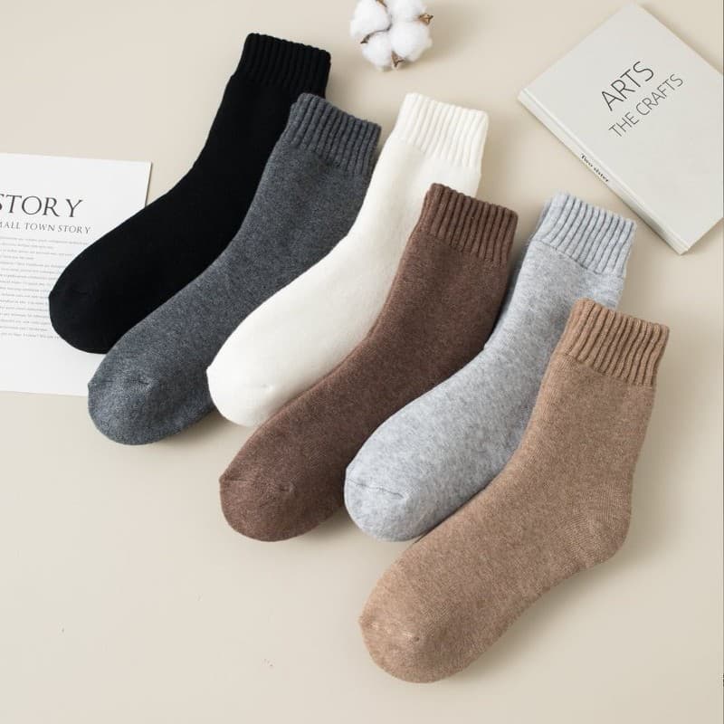Extra Thick Men's Wool Socks for Winter, Extra Thick and Fleece-lined, Warm, Solid Color, Terry Cloth, Brushed, Men's Socks, Floor Socks, Factory Wholesale